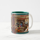 Vrolijk kerstfeest en gelukkig nieuwjaar! tweekleurige koffiemok (Voorkant rechts)
