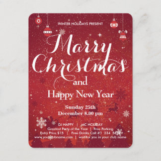 Vrolijk kerstfeest en gelukkig nieuwjaar uitnodigi kaart