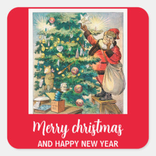 Vrolijk kerstfeest en gelukkig nieuwjaar vierkante sticker