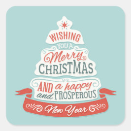 Vrolijk kerstfeest en gelukkig nieuwjaar vierkante sticker