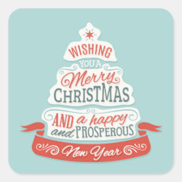 Vrolijk kerstfeest en gelukkig nieuwjaar vierkante sticker