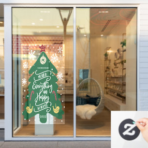 Vrolijk kerstfeest en gelukkig nieuwjaar, winter raamsticker