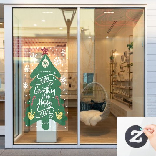 Vrolijk kerstfeest en gelukkig nieuwjaar, winter raamsticker (Winkelraam)