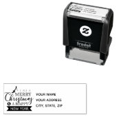 Vrolijk kerstfeest en gelukkig nieuwjaar zelfinktende stempel (In situ)