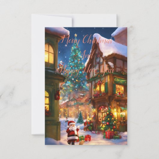 Vrolijk Kerstfeest en gelukkig nieuwjaarskaart Bedankkaart (Voorkant)