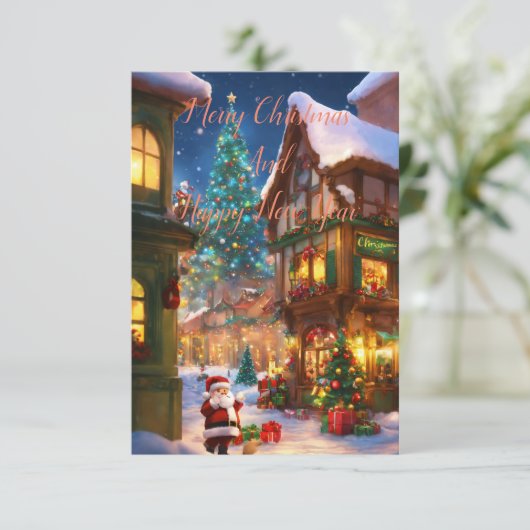 Vrolijk Kerstfeest en gelukkig nieuwjaarskaart Bedankkaart (Staand voorkant)