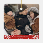 Vrolijk kerstfeest en geweldig jaar fotoMonogram Keramisch Ornament (Achterkant)