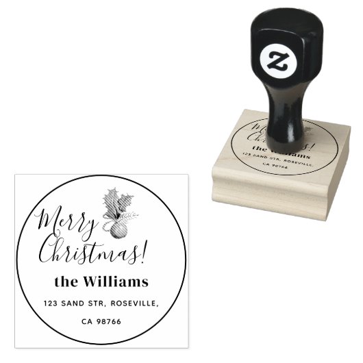 Vrolijk Kerstfeest en glanzende ballen Rubberstempel (Gestempeld)