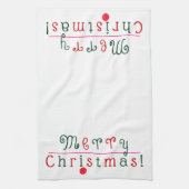 Vrolijk kerstfeest en hangend Ornament, feestelijk Theedoek (Verticaal)