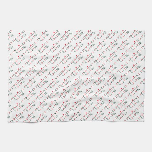 Vrolijk kerstfeest en hangend Ornament, leuk patro Theedoek (Horizontaal)