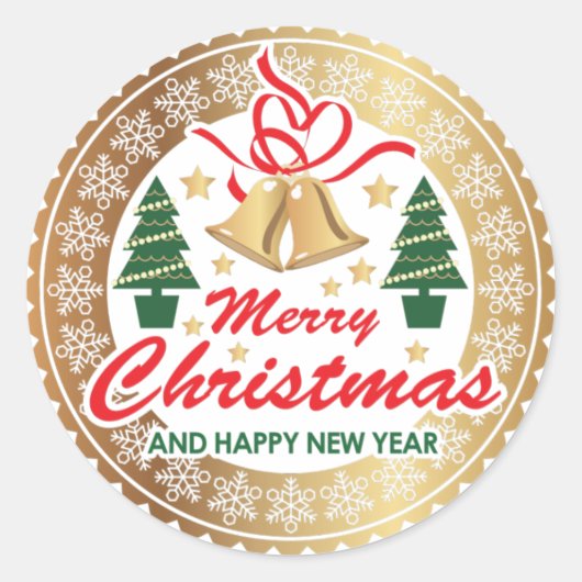 Vrolijk kerstfeest en Happy New Year Business Ronde Sticker (Voorkant)