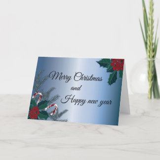 Vrolijk kerstfeest en Happy New Year-kaart - Holly Feestdagen Kaart