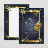 Vrolijk kerstfeest en Happy New Year-kaart RSVP Kaartje (Voorkant / Achterkant)