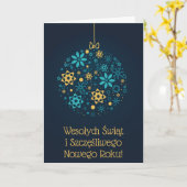 Vrolijk kerstfeest en Happy New Year Poolse kaart (Gele Bloem)
