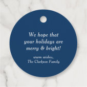 Vrolijk Kerstfeest en Happy Nieuwjaar Blue Bedankjes Labels (Achterkant)