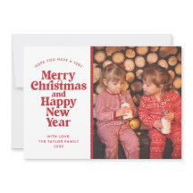 Vrolijk kerstfeest en Happy Nieuwjaar Rode Foto