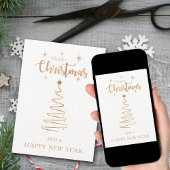 Vrolijk kerstfeest en heerlijk nieuwjaar gouden gl feestdagenkaart