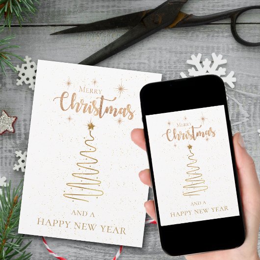 Vrolijk kerstfeest en heerlijk nieuwjaar gouden gl feestdagenkaart