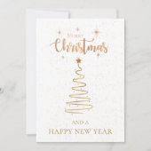 Vrolijk kerstfeest en heerlijk nieuwjaar gouden gl feestdagenkaart (Voorkant)