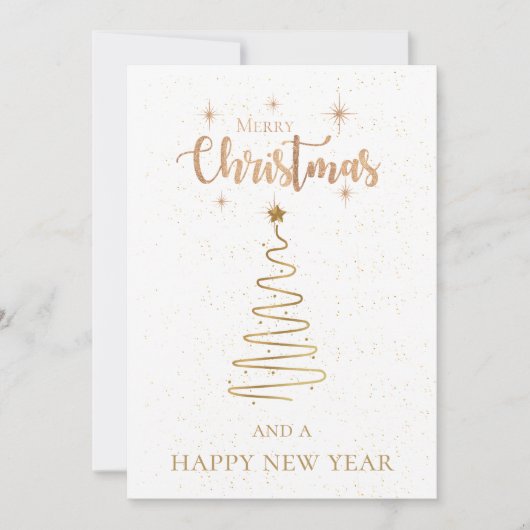 Vrolijk kerstfeest en heerlijk nieuwjaar gouden gl feestdagenkaart (Voorkant)