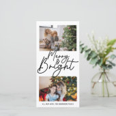 Vrolijk Kerstfeest en Helder Modern 2 Fotocollage Feestdagenkaart (Staand voorkant)