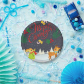 Vrolijk kerstfeest en Holly Papieren Bordje (Feest)