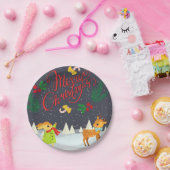 Vrolijk kerstfeest en Holly Papieren Bordje (Feest)