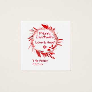Vrolijk kerstfeest- en hopkaart vierkante visitekaartjes