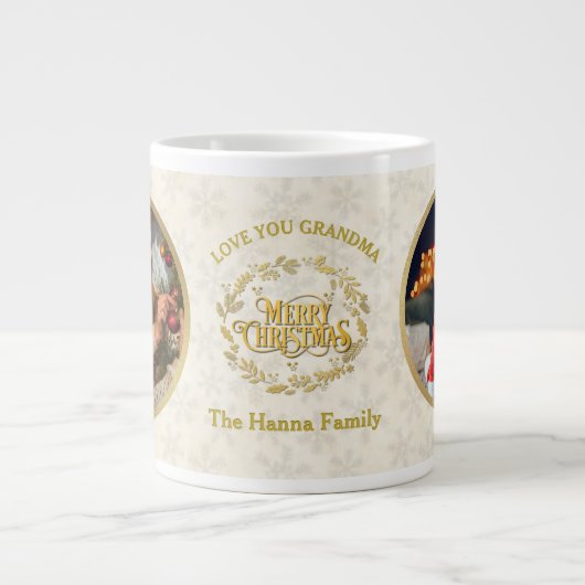Vrolijk kerstfeest en hou van je oma | Twee foto's Grote Koffiekop (Voorkant)