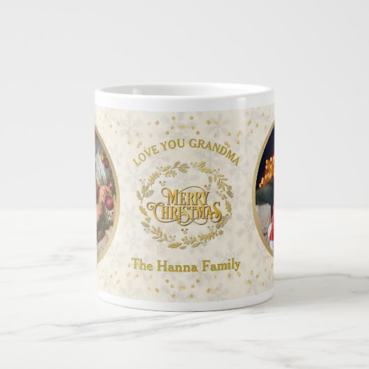 Vrolijk kerstfeest en hou van je oma | Twee foto's Grote Koffiekop (Voorkant)