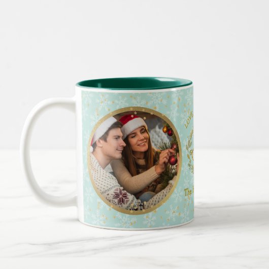 Vrolijk kerstfeest en hou van je oma | Twee foto's Tweekleurige Koffiemok (Links)
