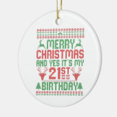 Vrolijk kerstfeest en ja, het is mijn 21ste verjaa keramisch ornament (Links)