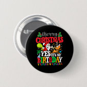 Vrolijk kerstfeest en ja, het is mijn kerstman. ronde button 5,7 cm (Voorkant /achterkant)