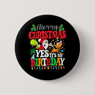 Vrolijk kerstfeest en ja, het is mijn kerstman. ronde button 5,7 cm