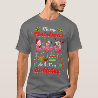 Vrolijk kerstfeest en ja zijn mijn geboorte roze f t-shirt