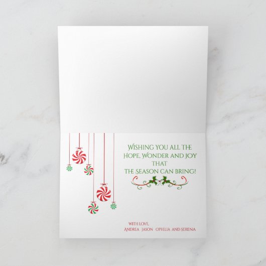 Vrolijk kerstfeest en kerst Snoep Kaart (Binnen)