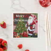 Vrolijk kerstfeest en kerstboom servet (Insitu)