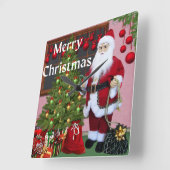 Vrolijk kerstfeest en kerstboom vierkante klok (Hoek)