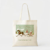 Vrolijk kerstfeest en kerstman met rendiertje tote bag (Voorkant)