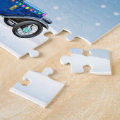 Vrolijk kerstfeest en kerstpuzzel legpuzzel (Zijkant)