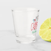 Vrolijk kerstfeest en kleurrijk shot glas (Links)