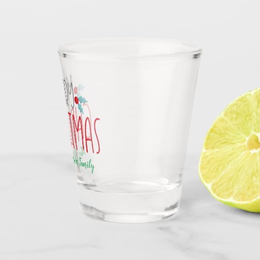 Vrolijk kerstfeest en kleurrijk shot glas (Rechts)