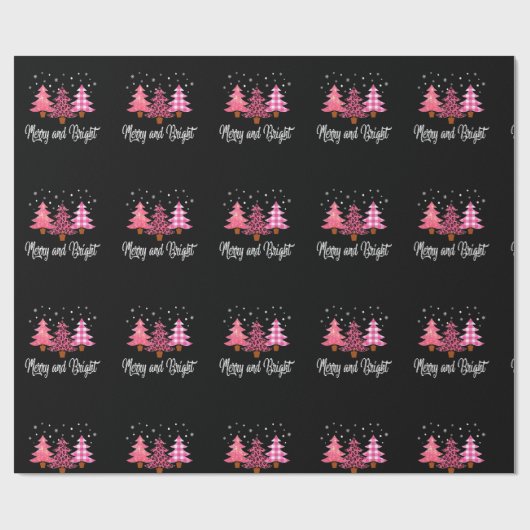 Vrolijk kerstfeest- en luipaard cadeaupapier (Vlak)