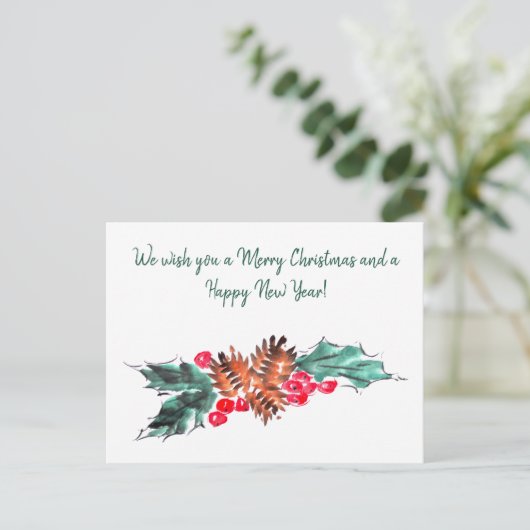 Vrolijk kerstfeest en Nieuw jaar 3 op maat Briefkaart (Staand voorkant)