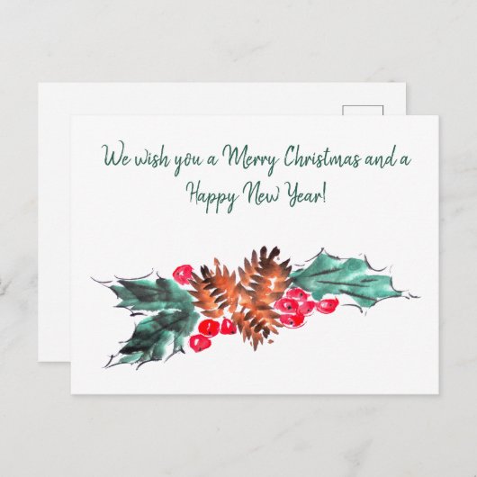 Vrolijk kerstfeest en Nieuw jaar 3 op maat Briefkaart (Voorkant / Achterkant)