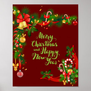 Vrolijk kerstfeest en nieuwjaar Poster