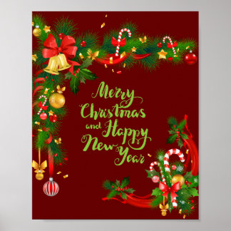 Vrolijk kerstfeest en nieuwjaar Poster