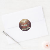Vrolijk kerstfeest en nieuwjaar rendierlijk hout ronde sticker (Envelop)