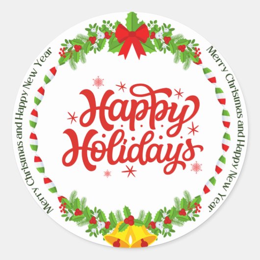 Vrolijk kerstfeest en nieuwjaar ronde sticker (Voorkant)