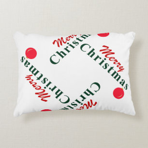 Vrolijk kerstfeest en Ornament, klassiek rood en g Accent Kussen